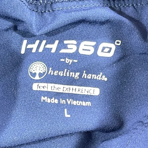 Healing Hands HH360 Scrub Pants Women Large Blue Cargo Drawstring Yoga Waist - Picture 8 of 11